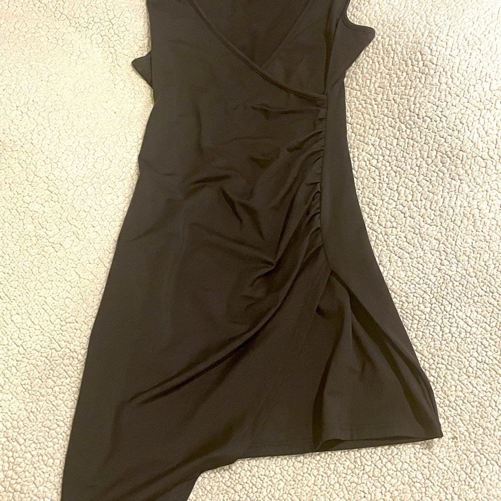 Black ruffled cocktail dress